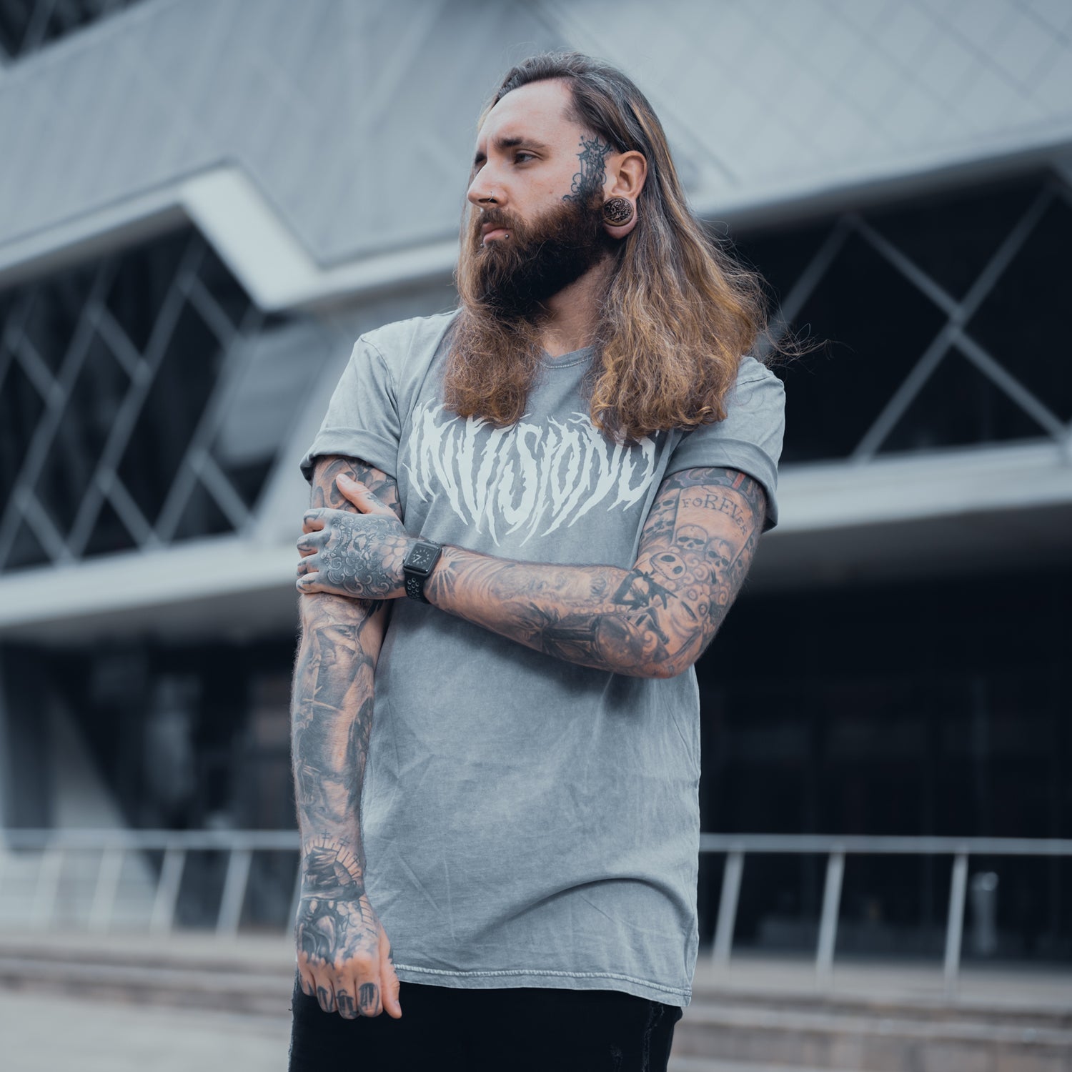 'Deathcore' - Stone Wash T-Shirt (Grey)